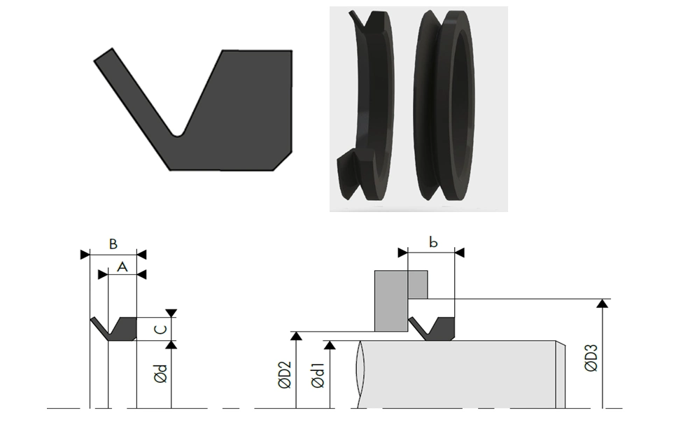 Oil Resistant Waterproof Frameless Oil Seal Va Vd Water Seal V-Type Rotary Seal Ring