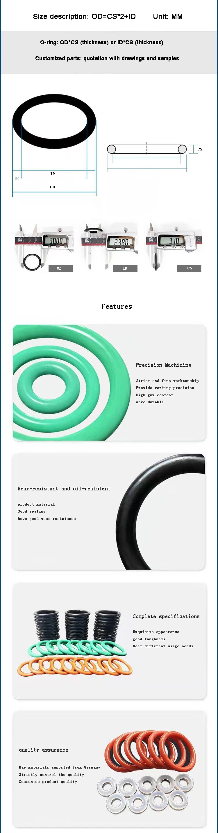 Custom High Precision FPM FKM HNBR NBR FKM Silicone EPDM Rubber Oring Seals O-Ring O Rings